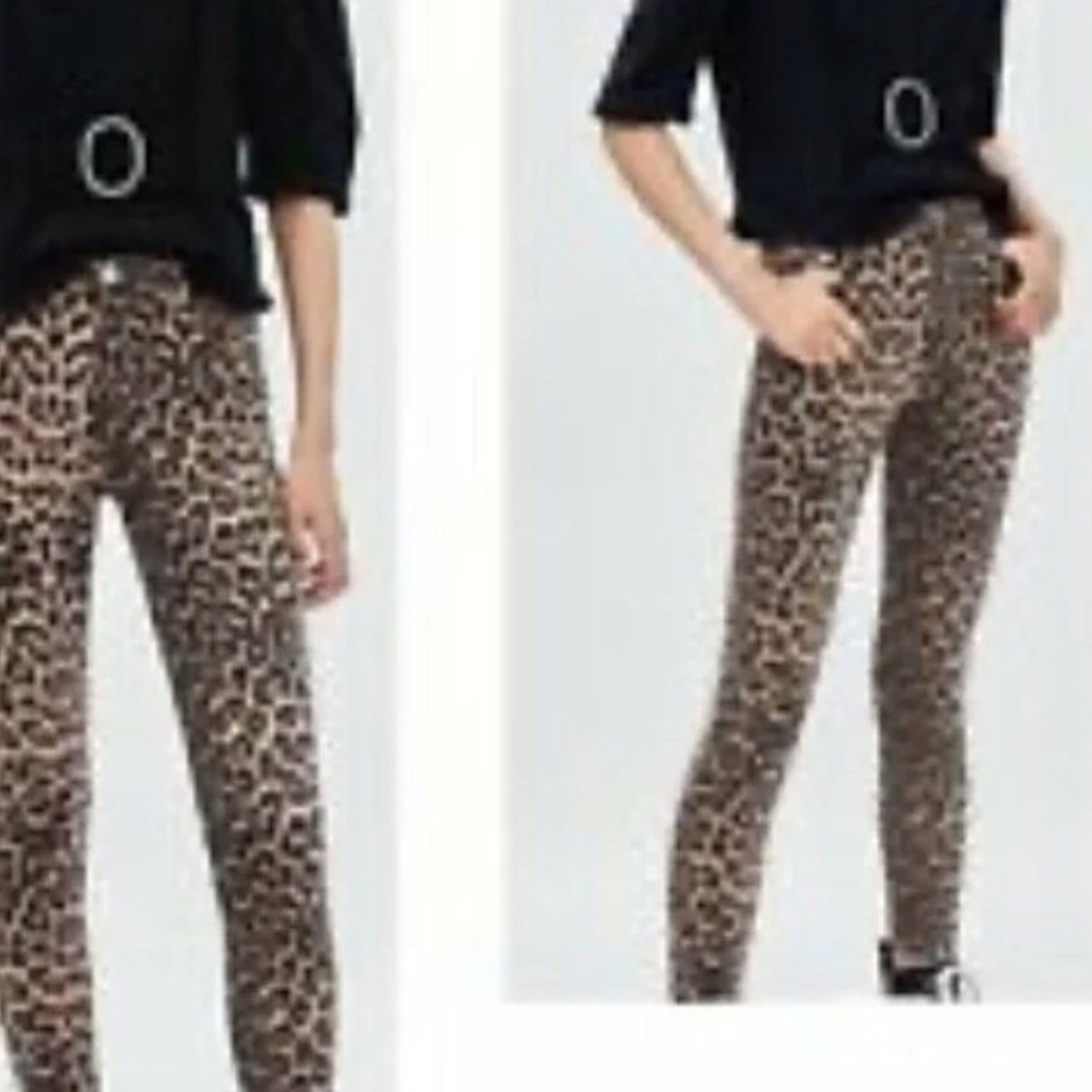 Zara Leopard Print Pants with Zipper Details